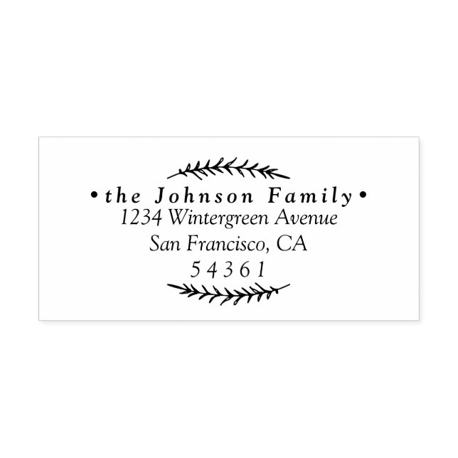 Tampons Encreurs Feuilles élégants Nom de famille Adresse de retour (Impression)