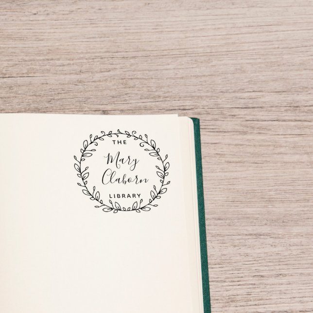 Tampons Encreurs Feuilles Personnalisés Modernes De La Bibliothèque (Créateur téléchargé)