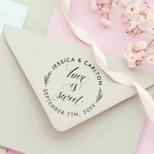 Tampons Encreurs Feuilles simples amour doux Mariage rond Merci