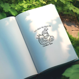 Tampons Encreurs Fille personnalisée lisant avec ex-libris de drago