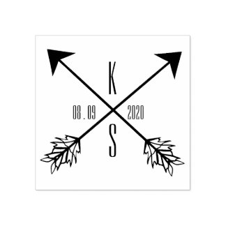 Tampons Encreurs Flèches croisées Monogramme Mariage Bois d'art