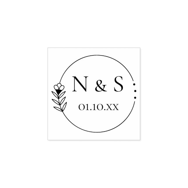 Tampons Encreurs Fleur Botanique, Mariage, Initial (Impression)