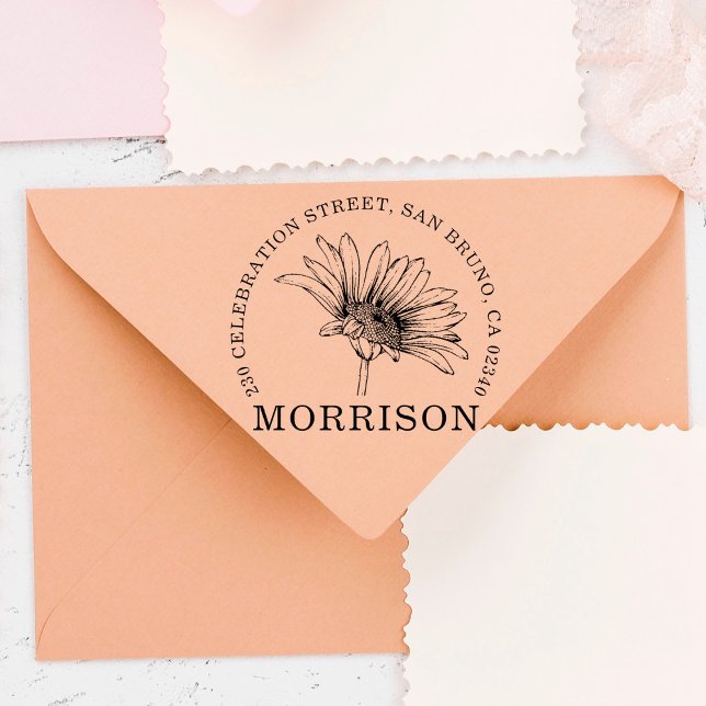 Tampons Encreurs Fleur de marguerite rustique Nom et adresse de ret (Créateur téléchargé)