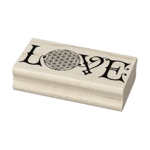 Tampons Encreurs Fleur de vie - LOVE lettrage tatouage noir
