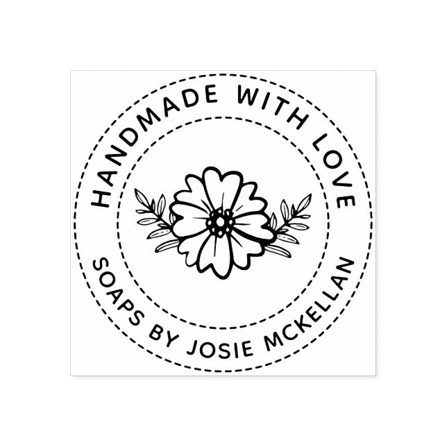 Tampons Encreurs Fleur dessinée à la main artisanale avec amour (Impression)