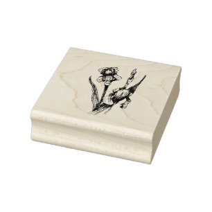 Tampons Encreurs Fleur Iris Dessinée À La Main, Art Original