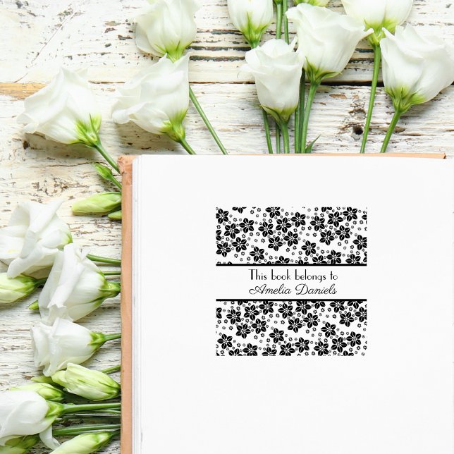 Tampons Encreurs Fleur Orientale Élégante Ce Livre Appartient À (Créateur téléchargé)