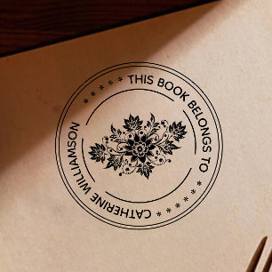 Tampons Encreurs Fleur Vintage ronde Ce livre appartient à