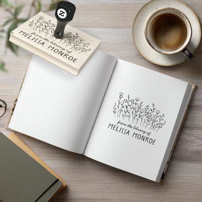 Tampons Encreurs Fleurs d'art en ligne simple fleur sauvage Pré PER (Wildflowers Simple Line Art Flowers Meadow CUSTOM Rubber Stamp
)