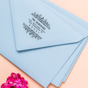 Tampons Encreurs Fleurs dessinées à la main Verdure Vintage Font Ad