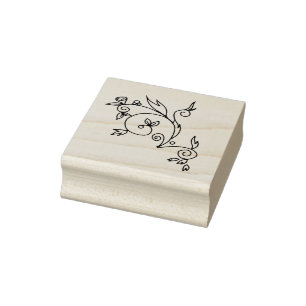 Tampons Encreurs Fleurs et perles Timbre d'art en bois