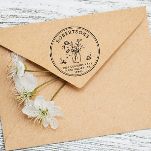 Tampons Encreurs Fleurs Mason Jar Créez votre propre adresse de r