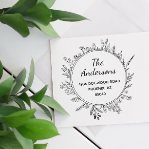Tampons Encreurs Fleurs rustiques Arrondi Personnalisé Adresse de r