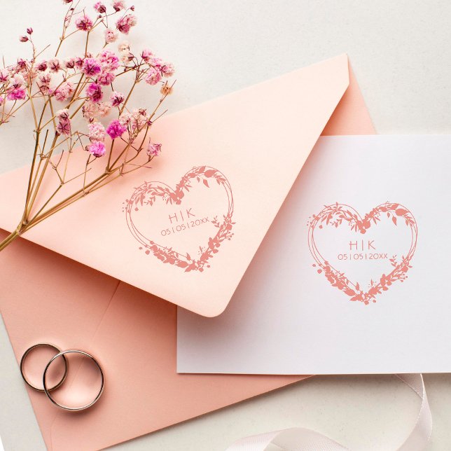 Tampons Encreurs Fleurs sauvages de mariage Initiales et Date (Créateur téléchargé)