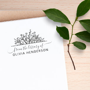 Tampons Encreurs Fleurs sauvages Dessinés À La Main De La Bibliothè