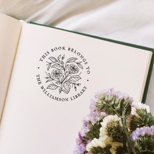 Tampons Encreurs Fleurs vintages Ce Livre Appartient Au Livre De Bi (Stamp Mockup)