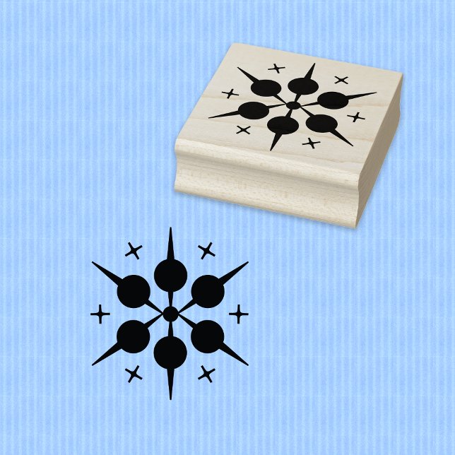 Tampons Encreurs Flocon de neige Cercles géométriques Timbre d'art  (Snowflake Geometric Circles Design Wood Art Stamp.)
