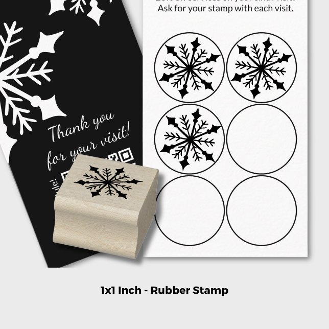 Tampons Encreurs Flocon de neige - Dévaluation de la carte de fidél (Snowflake - Loyalty Card Devaluation Rubber Stamp; Round 1 Inch)