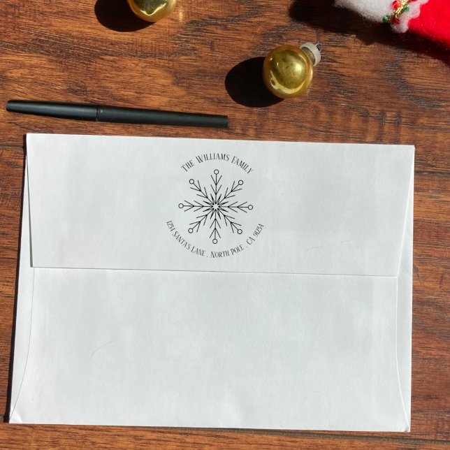 Tampons Encreurs Flocon de neige Famille d'hiver Timbre en caoutcho (Créateur téléchargé)