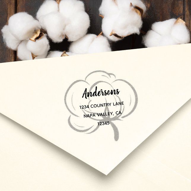 Tampons Encreurs Floral Cotton Boll Adresse de retour (Créateur téléchargé)