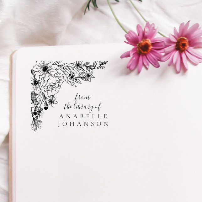 Tampons Encreurs Floral Élégant De La Bibliothèque Du Livre (Créateur téléchargé)