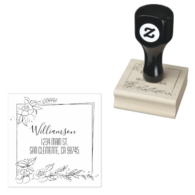 Tampons Encreurs Floral Family Return Adresse (Tamponné)