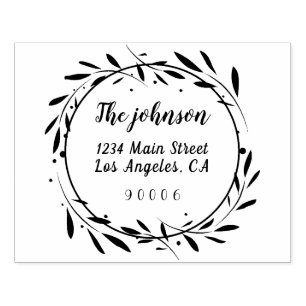 Tampons Encreurs Floral Wreath Nom de famille Script Retourner adre