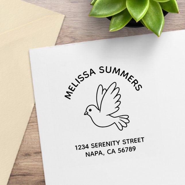 Tampons Encreurs Flying Cartoon Dove Pigeon Bird Address (Créateur téléchargé)