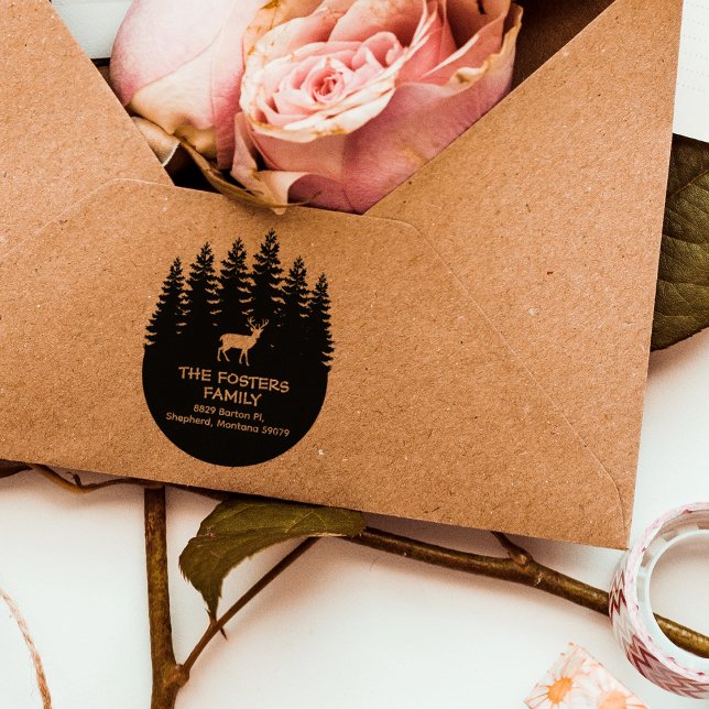 Tampons Encreurs Forest Deer Family Return Adresse (Créateur téléchargé)