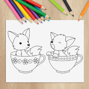 Tampons Encreurs Foxes de teacup - Bébé Animaux dans une Coupe Colo
