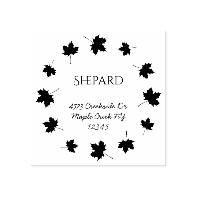 Tampons Encreurs frontière feuille de l'érable nom de famille adres (Impression)