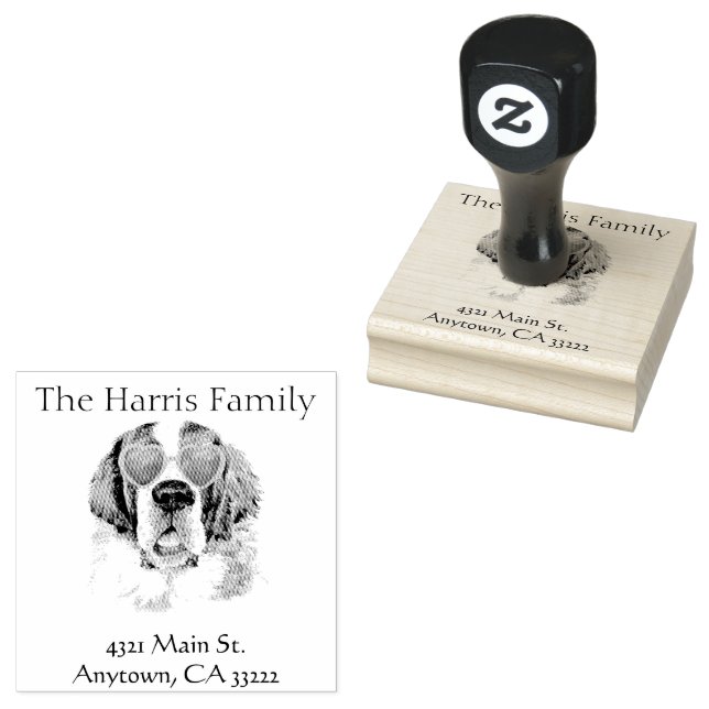 Tampons Encreurs Funny Hipster Saint Bernard Personnalisé (Tamponné)