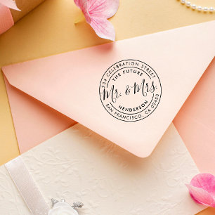 Tampons Encreurs Futur M & Mme Personnalisé Nom et adresse de retou