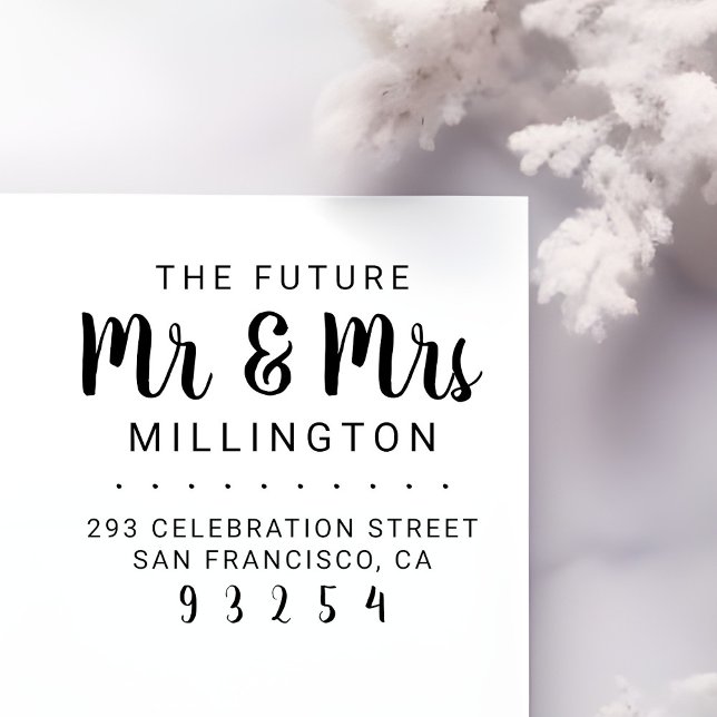 Tampons Encreurs Futur M & Mme Script Nom de famille Adresse de ret (Créateur téléchargé)