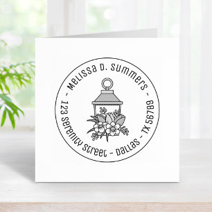 Tampons Encreurs Garden Lantern Flowers Adresse ronde 3