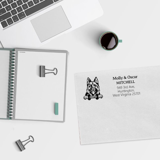 Tampons Encreurs German Shepherd Chien Adresse de retour (Créateur téléchargé)