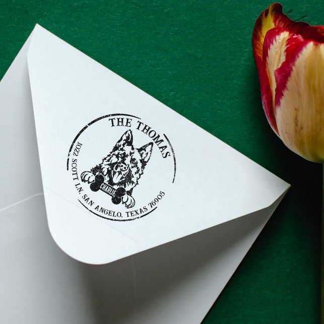 Tampons Encreurs German Shepherd Dog Family Return Adresse (Créateur téléchargé)