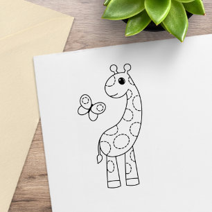 Tampons Encreurs Giraffe de dessin animé et Papillon Couleur moi