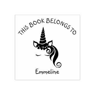 Tampons Encreurs Glam Unicorn Bookplate Ce livre appartient à Nom