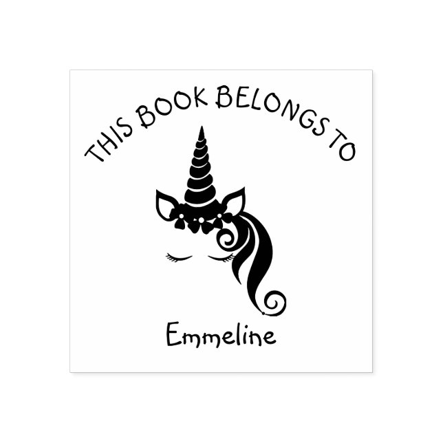 Tampons Encreurs Glam Unicorn Bookplate Ce livre appartient à Nom (Impression)