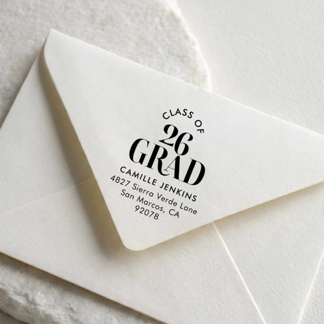 Tampons Encreurs Graduation Return Address Stamp Class of 2026 (Modern Class of 26 Return address stamp)