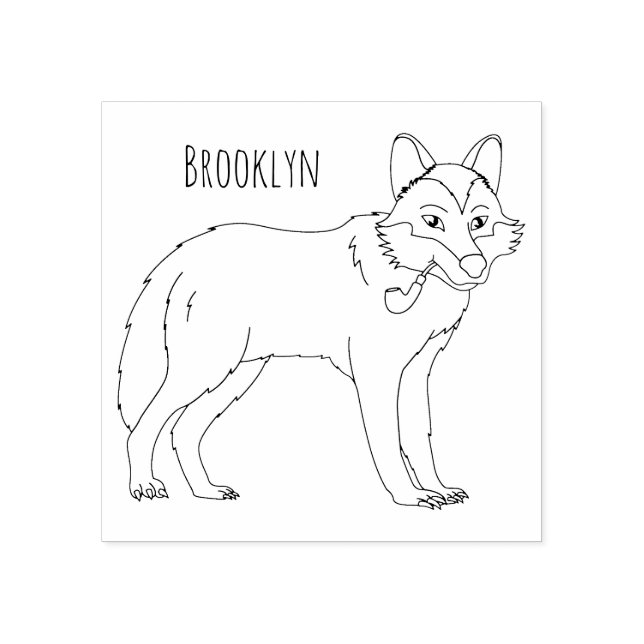Tampons Encreurs Gray wolf with pipe cartoon (Impression)