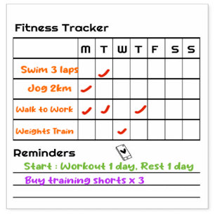 Tampons Encreurs Habits Fitness Weekly Tracker Rappels Notes