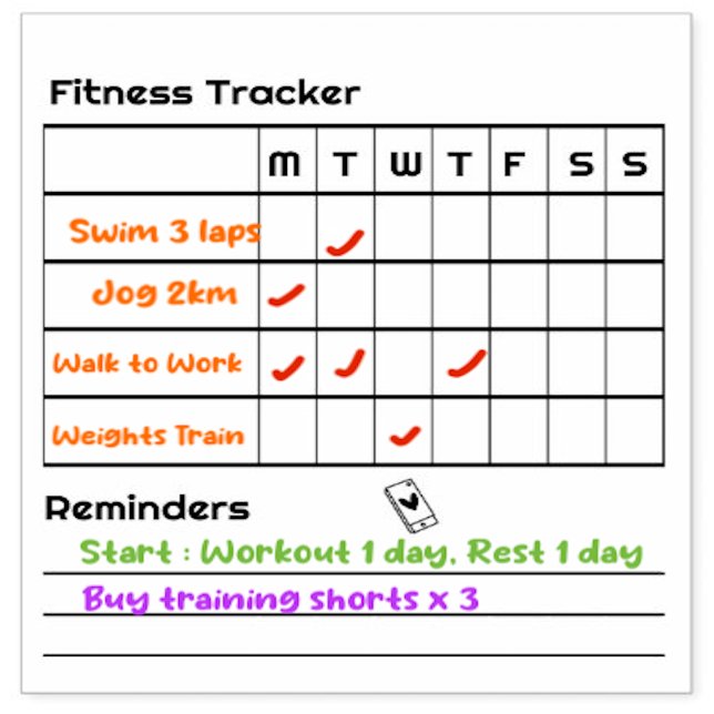 Tampons Encreurs Habits Fitness Weekly Tracker Rappels Notes (Customise to Fitness Tracker)