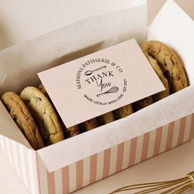 Tampons Encreurs Hand Drawn Whisk Spoon Bakery Business Thank You (Hand Drawn Floral Cupcake Shop Bakery Business Rubber Stamp)