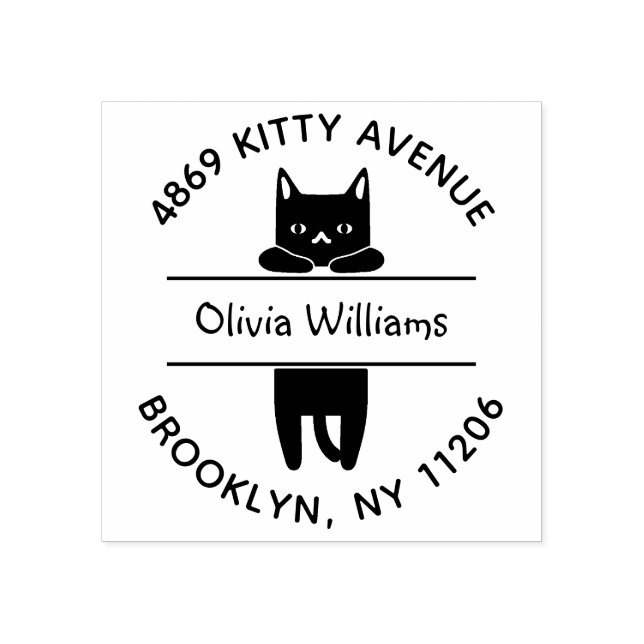 Tampons Encreurs Hanging Kitten Cartoon Amoureux de les chats Adres (Impression)