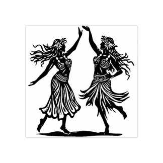 Tampons Encreurs Hawaiian Hula Dancer Girls Rubber Stamp