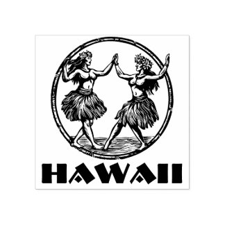 Tampons Encreurs Hawaiian Hula Dancer Girls Rubber Stamp