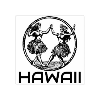 Tampons Encreurs Hawaiian Hula Dancer Girls Rubber Stamp