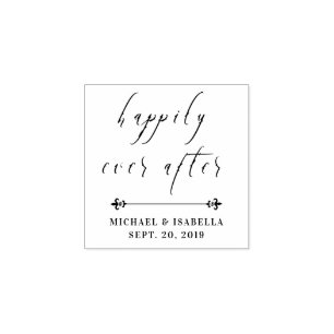 Tampons Encreurs Heureux toujours après   Typographie de mariage pe